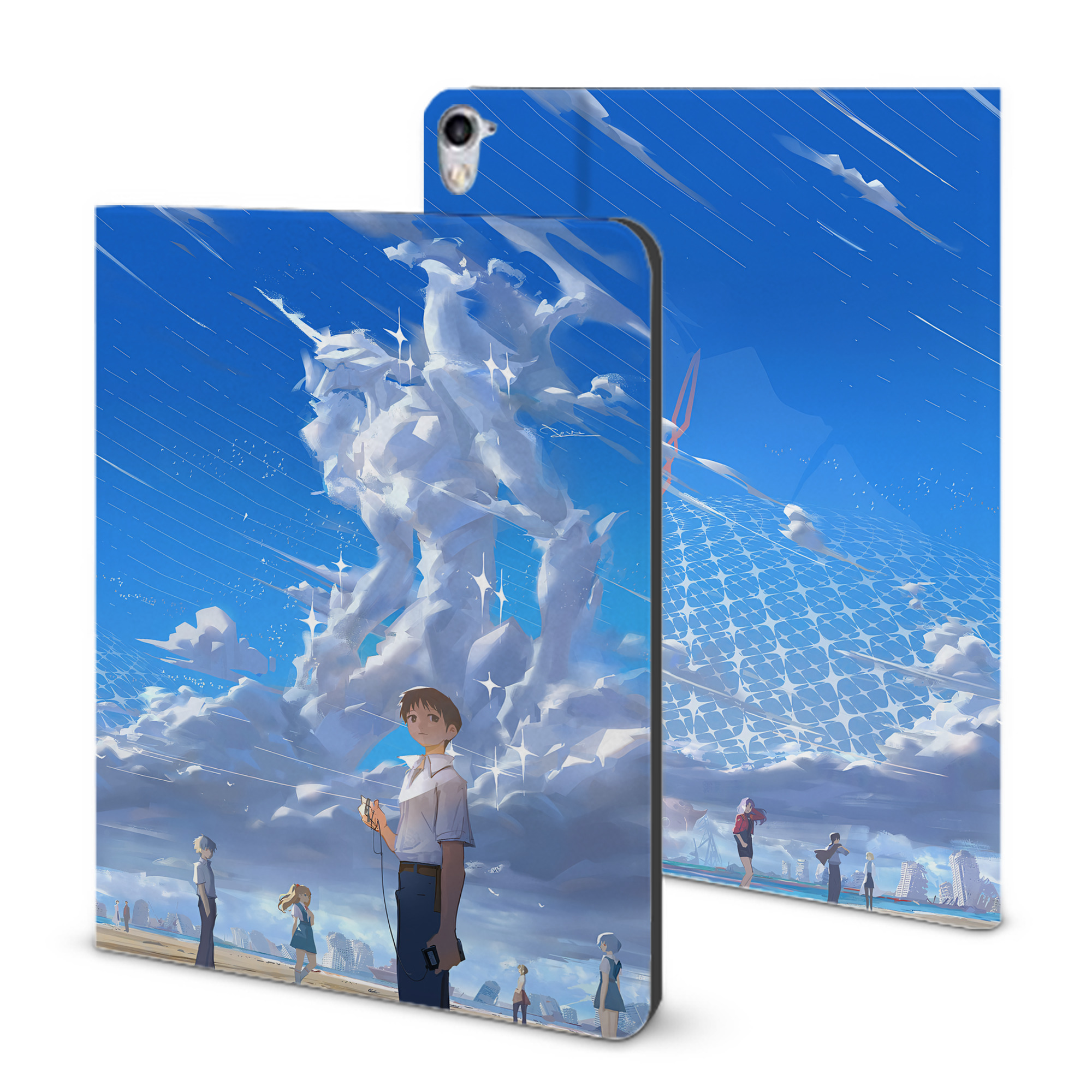 （画像用） EVA 新世紀エヴァンゲリオン IPad ケース ブック型 PUレザー TPU 耐衝撃 軽量 薄型 ペン収納なし 全面保護 IPad 各モデル対応